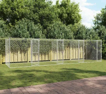 vidaXL Kavez za pse Srebrno 800 x 200 x 200 cm Cinkani čelik - Venlo