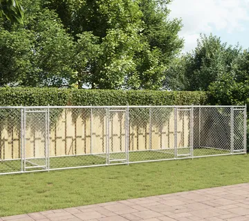 vidaXL Kavez za pse s vratima sivi 10x2x1,5 m od pocinčanog čelika - Venlo