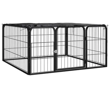vidaXL Ograda za pse s 4 panela crna 100 x 50 cm čelik obložen prahom - Venlo