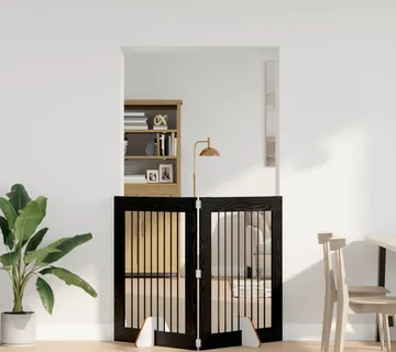 vidaXL Preklopna vrata za pse s postoljem 2 kom. Crni hrast 160,5 cm - Venlo