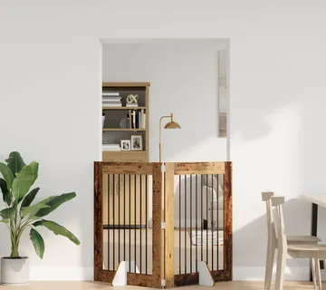 vidaXL Preklopna vrata za pse s postoljem 2 kom. Staro drvo 160,5 cm - Venlo