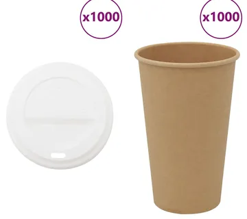 vidaXL papirnate šalice za kavu s poklopcima 1000 kom 16 oz 400 ml - Venlo