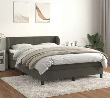vidaXL Krevet s oprugama i madracem tamnosivi 140x200 cm baršunasti - Venlo