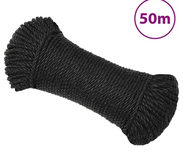 vidaXL Radno uže crni 3 mm 50 m od polipropilena - Venlo