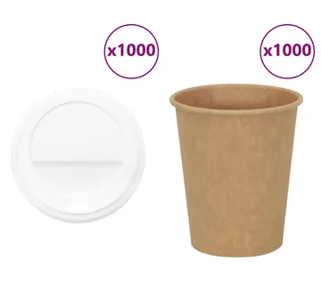 vidaXL papirnate šalice za kavu s poklopcima 1000 kom 8 oz 200 ml - Venlo