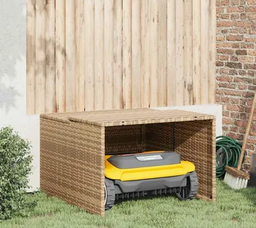 vidaXL Garaža za robotsku kosilicu bež 86x90x52/57 cm od poliratana - Venlo