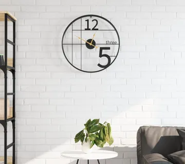 vidaXL Zidni sat crni Ø 50 cm željezni - Venlo