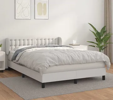 vidaXL Krevet s oprugama i madracem bijeli 140x190 cm od umjetne kože - Venlo