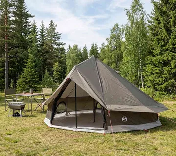 vidaXL Tipi šator 18-osobni Smeđa siva Poliester i čelik - Venlo