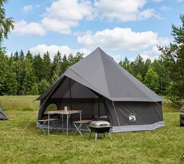vidaXL Tipi šator 12-osobni Smeđa siva Poliester i čelik - Venlo