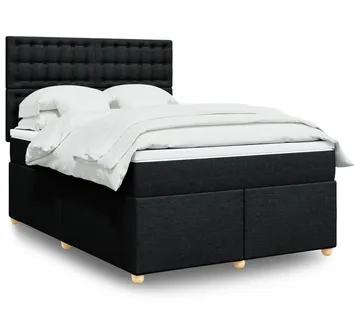 vidaXL Krevet s oprugama i madracem crni 140 x 190 cm od tkanine - Venlo