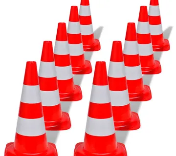 vidaXL 10 svjetlećih prometnih čunjeva, 50 cm, bijelo-crveni - Venlo