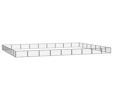 vidaXL Ograda za pse s 32 panela crna 100 x 50 cm čelik obložen prahom - Venlo