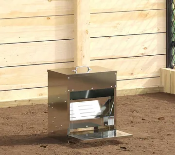 vidaXL Feeder s nogom za piliće Srebrno 33 x 42 x 40 cm 10 kg - Venlo