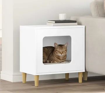 vidaXL Mačja Kuća Bijela 51 x 30 x 52 cm Konstruirano drvo - Venlo