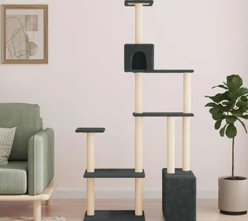 vidaXL Mačje drvo s sisalnim postoljima za grebanje Tamnosiva 177,5 cm - Venlo