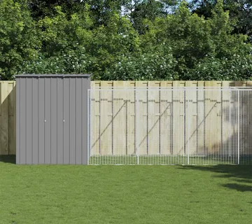 vidaXL Kućica za pse s igralištem svjetlosiva 165x659x181 cm čelična - Venlo