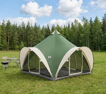 vidaXL Tipi šator s krovom Zelena 6 osoba Poliester i čelik - Venlo