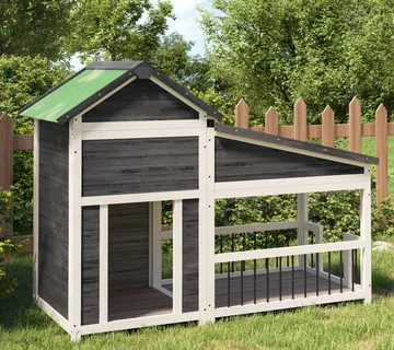 vidaXL Kućica za pse siva 143 x 60,5 x 109 cm od masivne borovine - Venlo