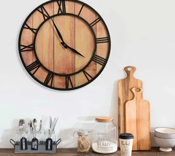 vidaXL Zidni sat 39 cm smeđe-crni MDF i željezo - Venlo
