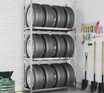 vidaXL Stalak za gume s 3 razine srebrni 110 x 40 x 200 cm čelični - Venlo