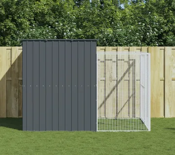 vidaXL Kućica za pse s igralištem antracit 214 x 253 x 181 cm čelična - Venlo