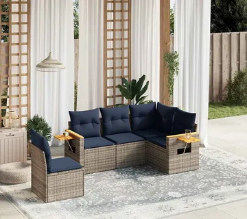 vidaXL 5-dijelni set vrtnih sofa od poliratana s jastucima sivi - Venlo