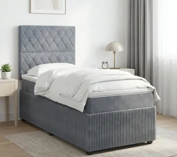 vidaXL Boxspring krevet s madracem Tamnosiva 90 x 200 cm Baršun - Venlo
