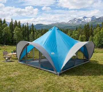 vidaXL Tipi šator s krovom Plava Za 18 osoba Poliester i čelik - Venlo