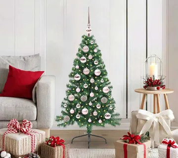vidaXL Umjetno predsvijetljeno božićno drvce Zelena 120 cm PVC - Venlo