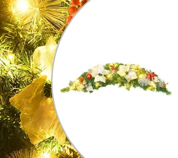 vidaXL Božićni luk s LED svjetlima zeleni 90 cm PVC - Venlo