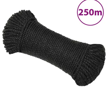 vidaXL Radno uže crni 3 mm 250 m od polipropilena - Venlo