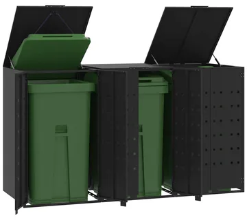 vidaXL Spremište za 3 kante za otpad crno 207 x 79 x 117 cm čelično - Venlo