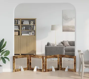 vidaXL Preklopna vrata za pse s postoljem 4 kom. Dimljeni hrast 321 cm - Venlo