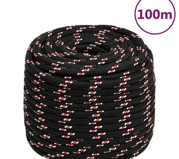 vidaXL Brodski konop crni 18 mm 100 m od polipropilena - Venlo