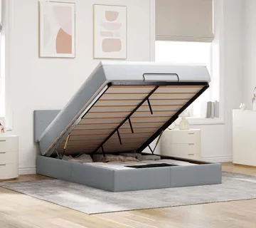 vidaXL Otomanski krevet s madracem svijetlosivi 140x190 cm od tkanine - Venlo