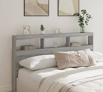 vidaXL Ormarić za uzglavlje LED sivom sonomom 180x17x102 cm - Venlo