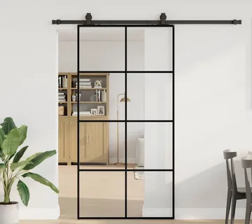 vidaXL Klizna vrata s okovima crna 102,5x205 cm ESG staklo - Venlo