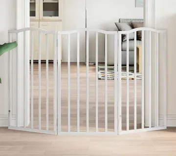 vidaXL Vrata za pse s 3 panela sklopiva bijela 150 cm od drva topole - Venlo