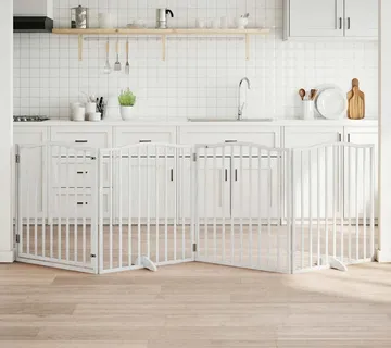 vidaXL Vrata za pse s vratašcima 4 panela sklopiva 320 cm drvo topole - Venlo
