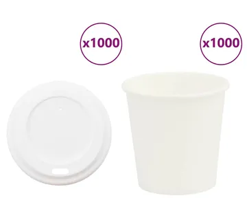 vidaXL papirnate šalice za kavu s poklopcem 1000 kom 4 oz 100 ml - Venlo
