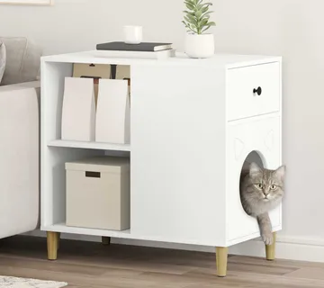 vidaXL Mačja Kuća Bijela 72 x 42,5 x 70 cm Konstruirano drvo - Venlo