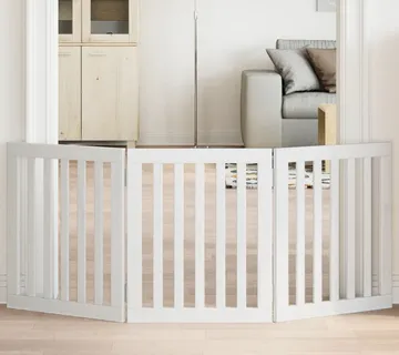 vidaXL Vrata za pse s 3 panela sklopiva bijela 150 cm od drva topole - Venlo