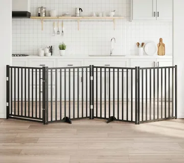 vidaXL Vrata za pse s vratima sklopiva 4 panela crna 320 cm - Venlo