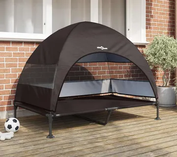 vidaXL Povišeni krevet za pse 127 x 81 x 108 cm Tkanina i čelik Smeđa - Venlo
