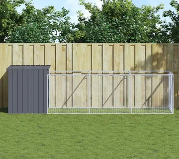 vidaXL Kućica za pse s igralištem antracit 110 x 405 x 110 cm čelična - Venlo
