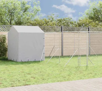 vidaXL Vanjski kavez za pse s krovom srebrni 6x6x2,5 m pocinčani čelik - Venlo