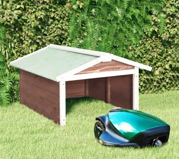 vidaXL Garaža za robotsku kosilicu 72x87x50 cm kava/bijela od jelovine - Venlo