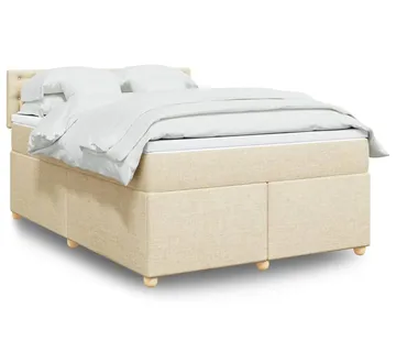 vidaXL Krevet s oprugama i madracem krem 160x200 cm od tkanine - Venlo