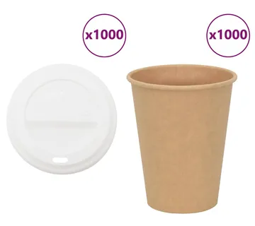 vidaXL papirnate šalice za kavu s poklopcem 1000 kom 12 oz 300 ml - Venlo